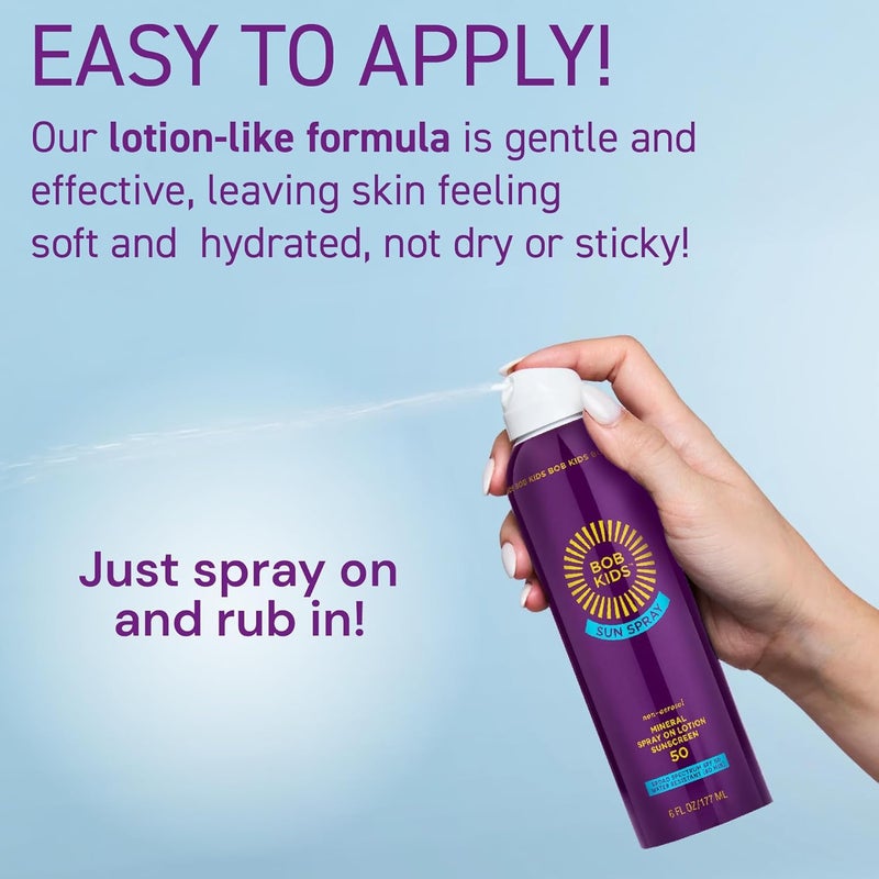Brush On Block بخاخ الشمس للأطفال بوب SPF 50، واقي شمس معدني، بخاخ مستمر غير هوائي، مقاوم للماء، صديق للشعاب المرجانية، 6 أونصات - Image 5
